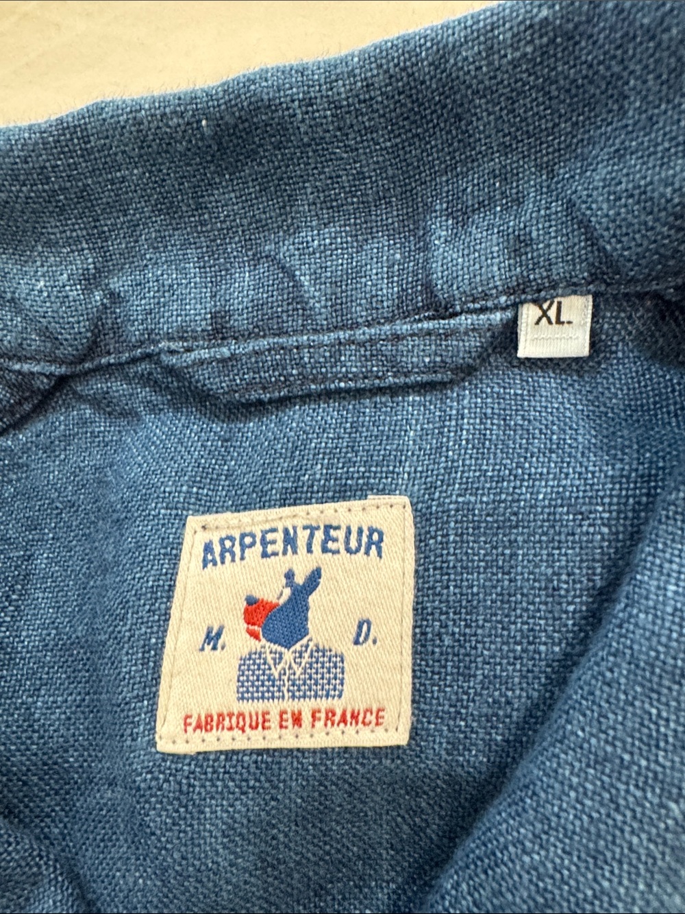 Men's Indigo Button-Front Field Jacket - Blue,100% Linen,Made In France - Picture 4 of 6